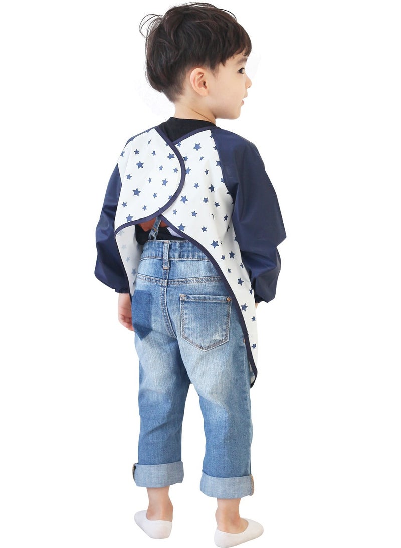 Plie Kids Painting Apron â€“ Waterproof Long Sleeve Art Smock for Toddlers & Preschoolers, Messy Play, Baking, Crafts, Cooking, Sensory Activities (Ages 1â€“10), Navy Star (14-XL) - Image 3